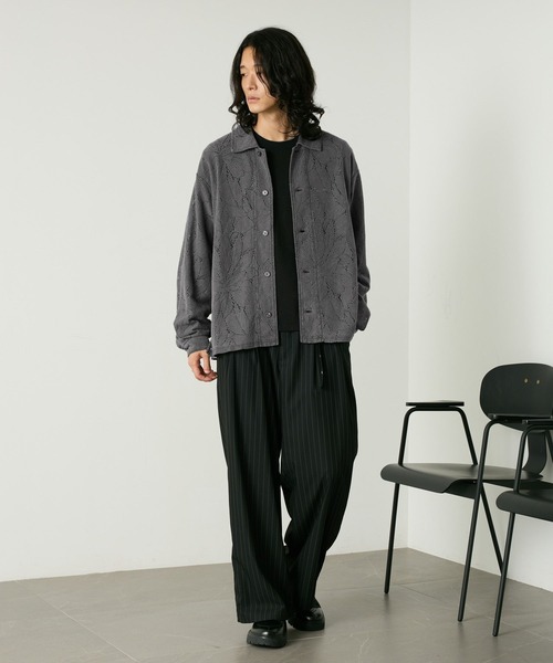 RAGEBLUE(レイジブルー)の「PIGMENT-DYED LACE KNIT SHIRT/ピグメント加工レース編みシャツ(シャツ/ブラウス・メンズ・ライトブラウン/その他19/パープル・MEDIUM/LARGE)」の5枚目の写真