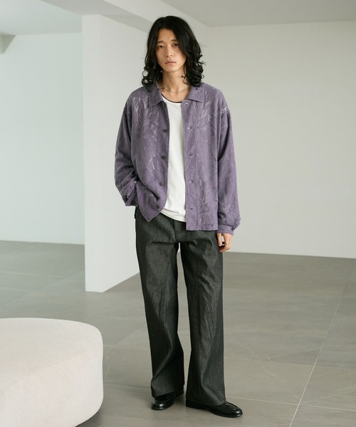 RAGEBLUE(レイジブルー)の「PIGMENT-DYED LACE KNIT SHIRT/ピグメント加工レース編みシャツ(シャツ/ブラウス・メンズ・ライトブラウン/その他19/パープル・MEDIUM/LARGE)」の13枚目の写真