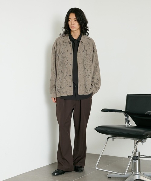 RAGEBLUE(レイジブルー)の「PIGMENT-DYED LACE KNIT SHIRT/ピグメント加工レース編みシャツ(シャツ/ブラウス・メンズ・ライトブラウン/その他19/パープル・MEDIUM/LARGE)」の21枚目の写真