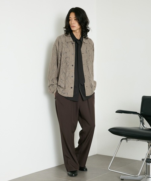 RAGEBLUE(レイジブルー)の「PIGMENT-DYED LACE KNIT SHIRT/ピグメント加工レース編みシャツ(シャツ/ブラウス・メンズ・ライトブラウン/その他19/パープル・MEDIUM/LARGE)」の22枚目の写真
