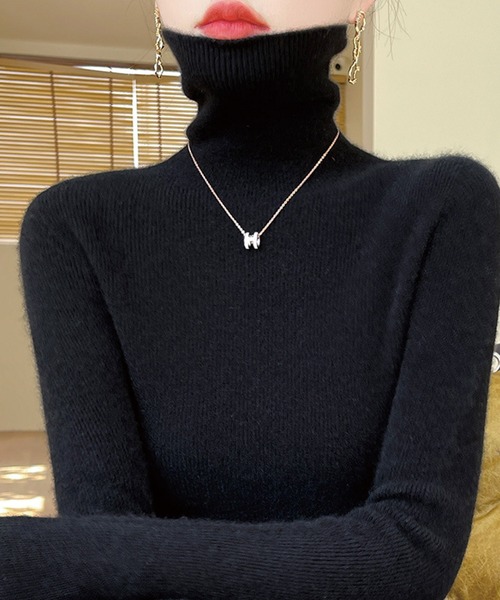ADDITION STORE(アディションストア)の「\何枚あっても便利♪/ベーシック タートルネック ロングスリーブ ニット(ニット/セーター・レディース・ブラック/ダークグレー/ネイビー/ホワイト/レッド/ベージュ・MEDIUM/SMALL/LARGE)」の8枚目の写真