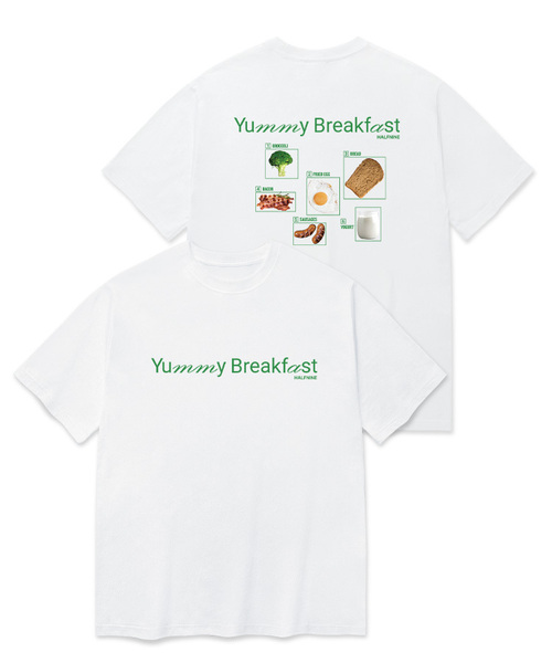 HALFNINE(ハーフナイン)の「朝食 半袖Tシャツ F04BRD_HBX10984(Tシャツ/カットソー・メンズ・グレー系その他/ブルー/ブラック/ホワイト・L/M/S/XL)」の2枚目の写真