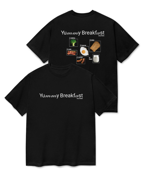HALFNINE(ハーフナイン)の「朝食 半袖Tシャツ F04BRD_HBX10984(Tシャツ/カットソー・メンズ・グレー系その他/ブルー/ブラック/ホワイト・L/M/S/XL)」の3枚目の写真