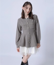 ペプラムニット×チュールスカートセット