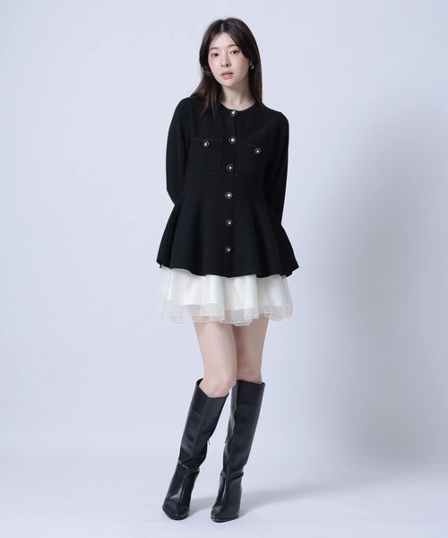 Rirandture(リランドチュール)の「ペプラムニット×チュールスカートセット(ワンピース・レディース・オフホワイト/モカ/ブラック・1/2)」の11枚目の写真