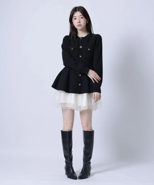 Rirandture(リランドチュール)の「ペプラムニット×チュールスカートセット(ワンピース・レディース・オフホワイト/モカ/ブラック・1/2)」の13枚目の写真