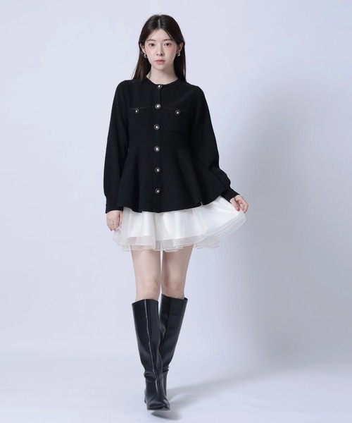 Rirandture(リランドチュール)の「ペプラムニット×チュールスカートセット(ワンピース・レディース・オフホワイト/モカ/ブラック・1/2)」の14枚目の写真