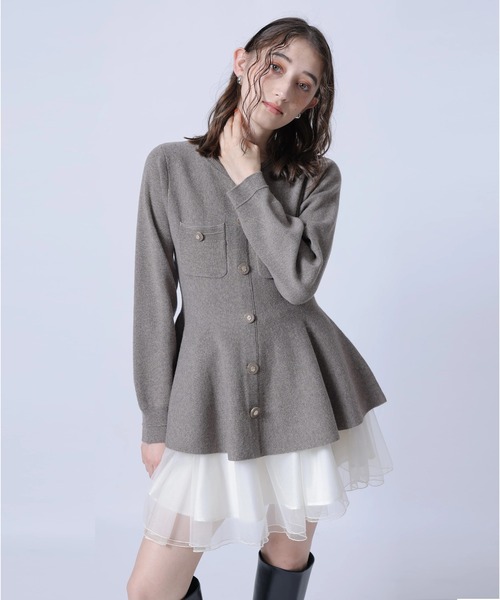 Rirandture(リランドチュール)の「ペプラムニット×チュールスカートセット(ワンピース・レディース・オフホワイト/モカ/ブラック・1/2)」の18枚目の写真