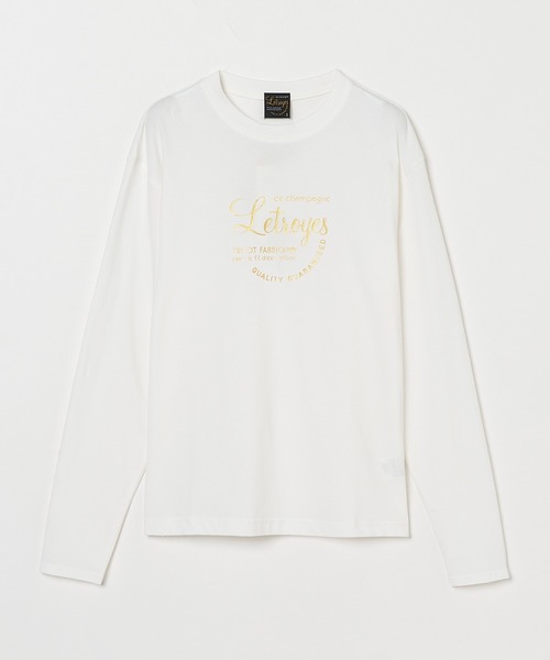 Letroyes(ルトロワ)の「<Letroyes> LOGO LONG SLEEVE T / ロゴロングスリーブT(Tシャツ/カットソー・レディース・ホワイト/チャコールグレー・2/1)」の2枚目の写真