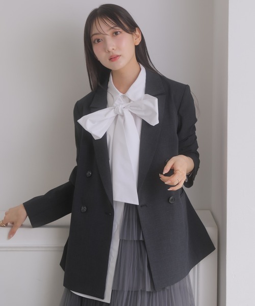 NOELA(ノエラ)の「ダブルブレストジャケット(テーラードジャケット・レディース・チャコール/ブラウン/ネイビー・S/M)」の1枚目の写真
