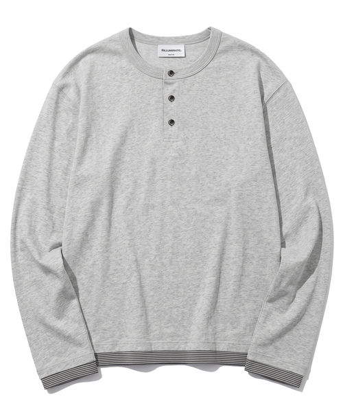 F.ILLUMINATE(フィルミネイト)の「レイヤードヘンリーネックロングスリーブ-3Color(Tシャツ/カットソー・メンズ・グレー/チャコール/ブラック・MEDIUM/SMALL/LARGE)」の3枚目の写真