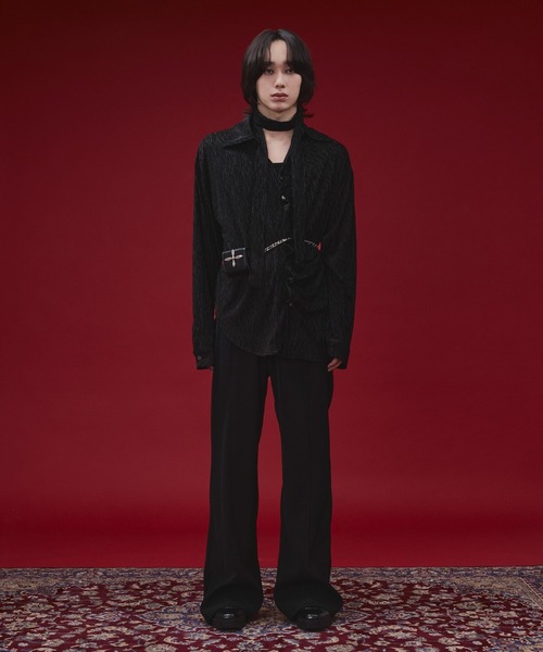 Ellno Loset(エルノロゼット)の「【SEME】lame velours tuck shirt with tie(シャツ/ブラウス・メンズ・パープル/ブラック・MEDIUM/SMALL/LARGE)」の20枚目の写真