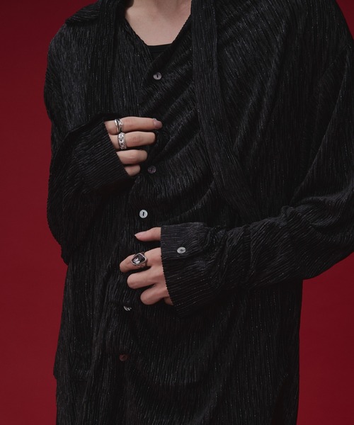 Ellno Loset(エルノロゼット)の「【SEME】lame velours tuck shirt with tie(シャツ/ブラウス・メンズ・パープル/ブラック・MEDIUM/SMALL/LARGE)」の11枚目の写真