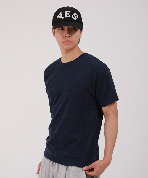 DEVELOVE(デヴローブ)の「スラブラウンド半袖Tシャツ_ネイビー(Tシャツ/カットソー・メンズ・ネイビー・LARGE/MEDIUM/X-LARGE)」の3枚目の写真