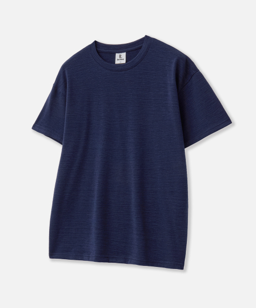 DEVELOVE(デヴローブ)の「スラブラウンド半袖Tシャツ_ネイビー(Tシャツ/カットソー・メンズ・ネイビー・LARGE/MEDIUM/X-LARGE)」の5枚目の写真