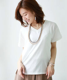 REAL CUBE | Blanchechou フロント切替えVネックトップス(Tシャツ/カットソー)