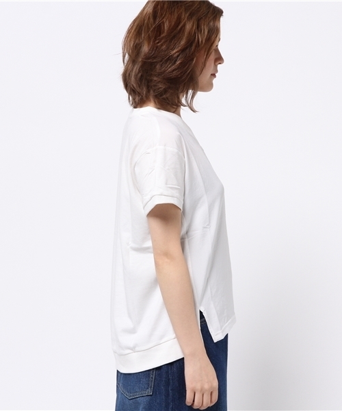 REAL CUBE（リアルキューブ）の「Blanchechou フロント切替えVネックトップス（Tシャツ/カットソー・レディース・カーキ/ライトグレー/オフホワイト・M）」の7枚目の写真