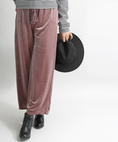 WEGO（ウィゴー）の「WEGO/ベロアワイドパンツ（その他パンツ・レディース・ネイビー/ブラック/ピンク/ライトパープル/ダークブラウン/ベージュ/ワイン/ライトピンク/ライトベージュ・FREE）」の6枚目の写真