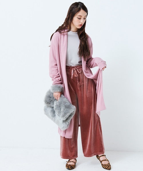 WEGO（ウィゴー）の「WEGO/ベロアワイドパンツ（その他パンツ・レディース・ネイビー/ブラック/ピンク/ライトパープル/ダークブラウン/ベージュ/ワイン/ライトピンク/ライトベージュ・FREE）」の19枚目の写真