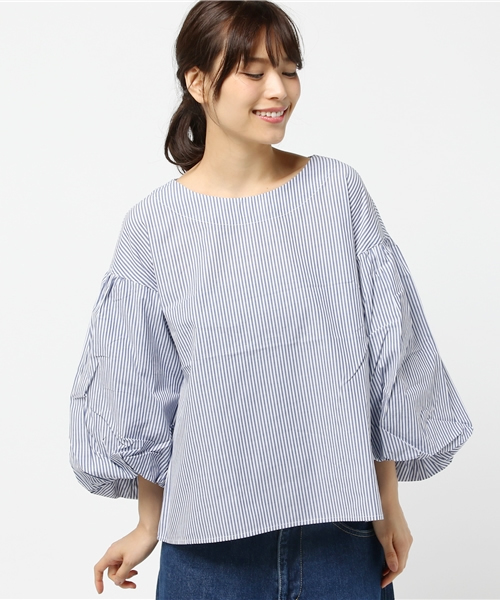 POU DOU DOU（プードゥドゥ）の「バルーン袖ブラウス（シャツ/ブラウス・レディース・ネイビー/オフホワイト/ブルー・3）」の3枚目の写真