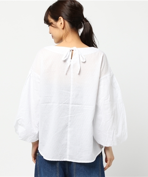 POU DOU DOU（プードゥドゥ）の「バルーン袖ブラウス（シャツ/ブラウス・レディース・ネイビー/オフホワイト/ブルー・3）」の7枚目の写真