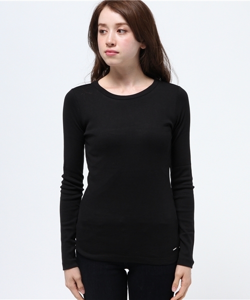 MOUSSY（マウジー）の「BASIC LONG SLEEVE TEE（Tシャツ/カットソー・レディース・ブラック/ホワイト/ブラウン/ネイビー・1/2）」の5枚目の写真