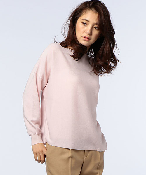 NOLLEY’S(ノーリーズ)の「アシンメトリープルオーバーニット(ニット/セーター・レディース・ライトブルー/ベビーピンク/レッド/ブラック・38)」の3枚目の写真