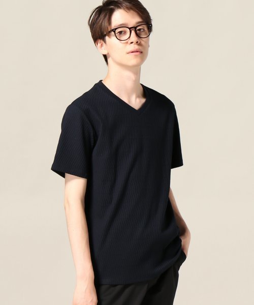 EDIFICE（エディフィス）の「◇リンクス ツイル クルーネック S/S（Tシャツ/カットソー・メンズ・ネイビー/ホワイト/グレー・LARGE/SMALL/MEDIUM）」の3枚目の写真