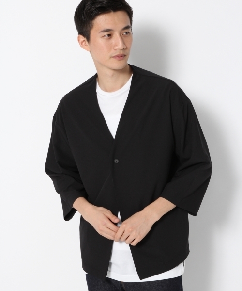 GLOBAL WORK（グローバルワーク）の「ノーカラーシャツカーデ/765448（カーディガン/ボレロ・メンズ・ダークブラウン/ブラック・LARGE/MEDIUM/SMALL）」の4枚目の写真