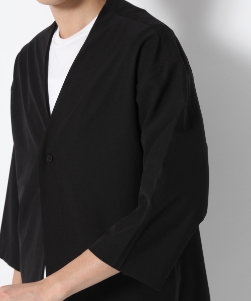 GLOBAL WORK（グローバルワーク）の「ノーカラーシャツカーデ/765448（カーディガン/ボレロ・メンズ・ダークブラウン/ブラック・LARGE/MEDIUM/SMALL）」の6枚目の写真