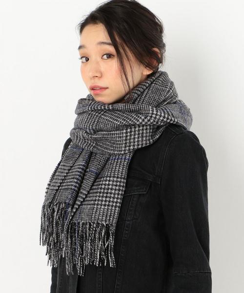 Another Edition（アナザーエディション）の「シンプルチェックストール（ストール/ショール・レディース・イエロー/ダークグレー・FREE）」の2枚目の写真