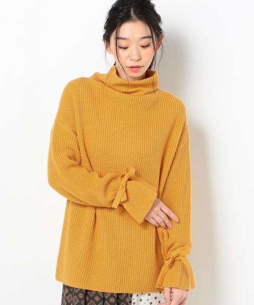 Another Edition(アナザーエディション)の「カタアゼタートル袖リボンPO(ニット/セーター・レディース・イエロー/ライトグレー/ベージュ・FREE)」の22枚目の写真