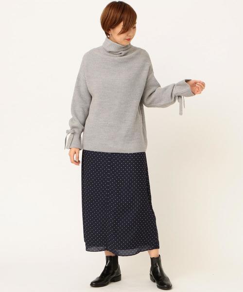 Another Edition(アナザーエディション)の「カタアゼタートル袖リボンPO(ニット/セーター・レディース・イエロー/ライトグレー/ベージュ・FREE)」の11枚目の写真