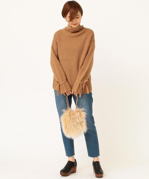 Another Edition(アナザーエディション)の「カタアゼタートル袖リボンPO(ニット/セーター・レディース・イエロー/ライトグレー/ベージュ・FREE)」の12枚目の写真