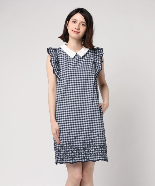 31 Sons De Mode トランテアン ソン ドゥ モード の ギンガム 裾刺繍サックワンピース ワンピース Wear