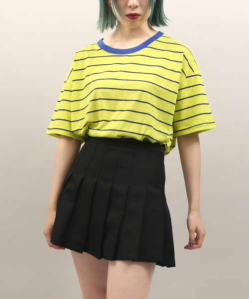 DING（ディング）の「DING/リブバイカラーボーダーTシャツ（Tシャツ/カットソー・レディース・イエロー/グリーン/グレー系その他・FREE）」の3枚目の写真