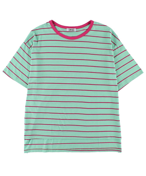 DING（ディング）の「DING/リブバイカラーボーダーTシャツ（Tシャツ/カットソー・レディース・イエロー/グリーン/グレー系その他・FREE）」の2枚目の写真