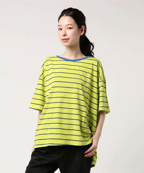 DING（ディング）の「DING/リブバイカラーボーダーTシャツ（Tシャツ/カットソー・レディース・イエロー/グリーン/グレー系その他・FREE）」の7枚目の写真