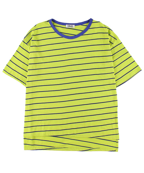 DING（ディング）の「DING/リブバイカラーボーダーTシャツ（Tシャツ/カットソー・レディース・イエロー/グリーン/グレー系その他・FREE）」の6枚目の写真
