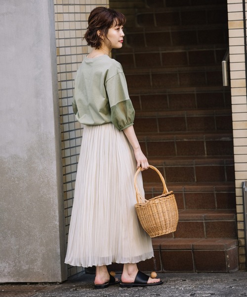 Munich（ミューニック）の「ポリエステルジャージープリーツスカート（スカート・レディース・カーキ/ダークベージュ/ライトグレー/オレンジ/アイボリー/ネイビー/グリーン・S/M）」の11枚目の写真