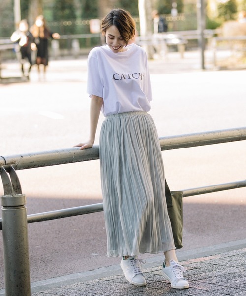 Munich（ミューニック）の「ポリエステルジャージープリーツスカート（スカート・レディース・カーキ/ダークベージュ/ライトグレー/オレンジ/アイボリー/ネイビー/グリーン・S/M）」の18枚目の写真