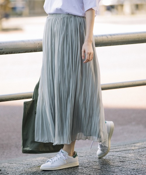 Munich（ミューニック）の「ポリエステルジャージープリーツスカート（スカート・レディース・カーキ/ダークベージュ/ライトグレー/オレンジ/アイボリー/ネイビー/グリーン・S/M）」の16枚目の写真