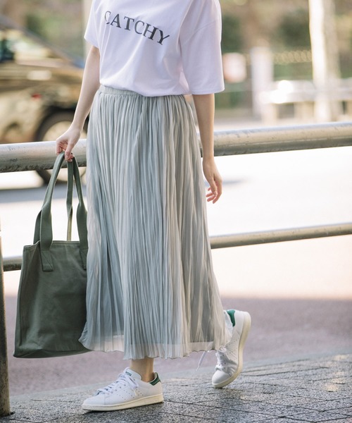 Munich（ミューニック）の「ポリエステルジャージープリーツスカート（スカート・レディース・カーキ/ダークベージュ/ライトグレー/オレンジ/アイボリー/ネイビー/グリーン・S/M）」の15枚目の写真