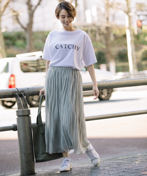 Munich（ミューニック）の「ポリエステルジャージープリーツスカート（スカート・レディース・カーキ/ダークベージュ/ライトグレー/オレンジ/アイボリー/ネイビー/グリーン・S/M）」の21枚目の写真