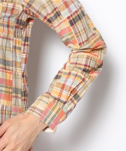laule'a sunny side store(ラウレアサニーサイドストア)の「パッチワークロングシャツワンピース(シャツワンピース・レディース・レッド/ブルー/オレンジ・FREE)」の8枚目の写真