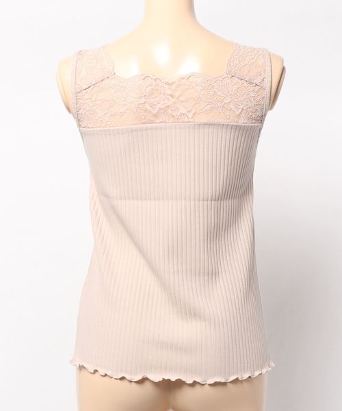 natural couture（ナチュラルクチュール）の「前後2WAYテレコレースタンク（タンクトップ・レディース・アイボリー/ライトベージュ/ラベンダー/ブラック・FREE）」の6枚目の写真