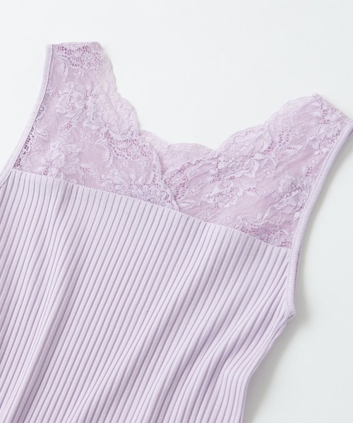 natural couture（ナチュラルクチュール）の「前後2WAYテレコレースタンク（タンクトップ・レディース・アイボリー/ライトベージュ/ラベンダー/ブラック・FREE）」の13枚目の写真