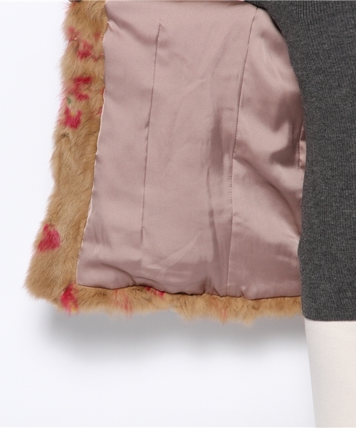 ☆Ray BEAMS☆【新品未使用】花柄　ラビットファーコート ノーカラー♡ Ray BEAMS（レイビームス）の「□Ray BEAMS / ラビットファー