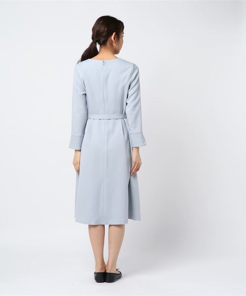 12Twelve Agenda（トゥエルブ　アジェンダ）の「キーネック9分袖フレアワンピース（ワンピース・レディース・ネイビー/グレー/サックスブルー・M）」の8枚目の写真
