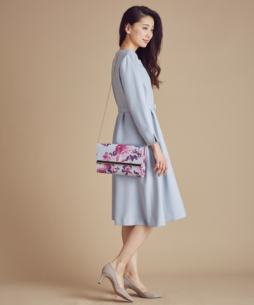 12Twelve Agenda（トゥエルブ　アジェンダ）の「キーネック9分袖フレアワンピース（ワンピース・レディース・ネイビー/グレー/サックスブルー・M）」の6枚目の写真